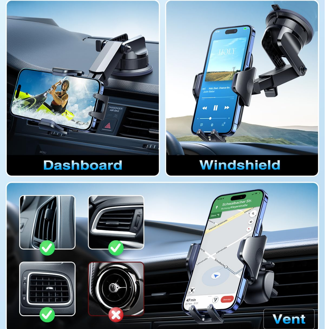 AR™ 3-in-1 Car Essentials Combo (Mobile Holder + Fast Car Charger + Free Sticker)