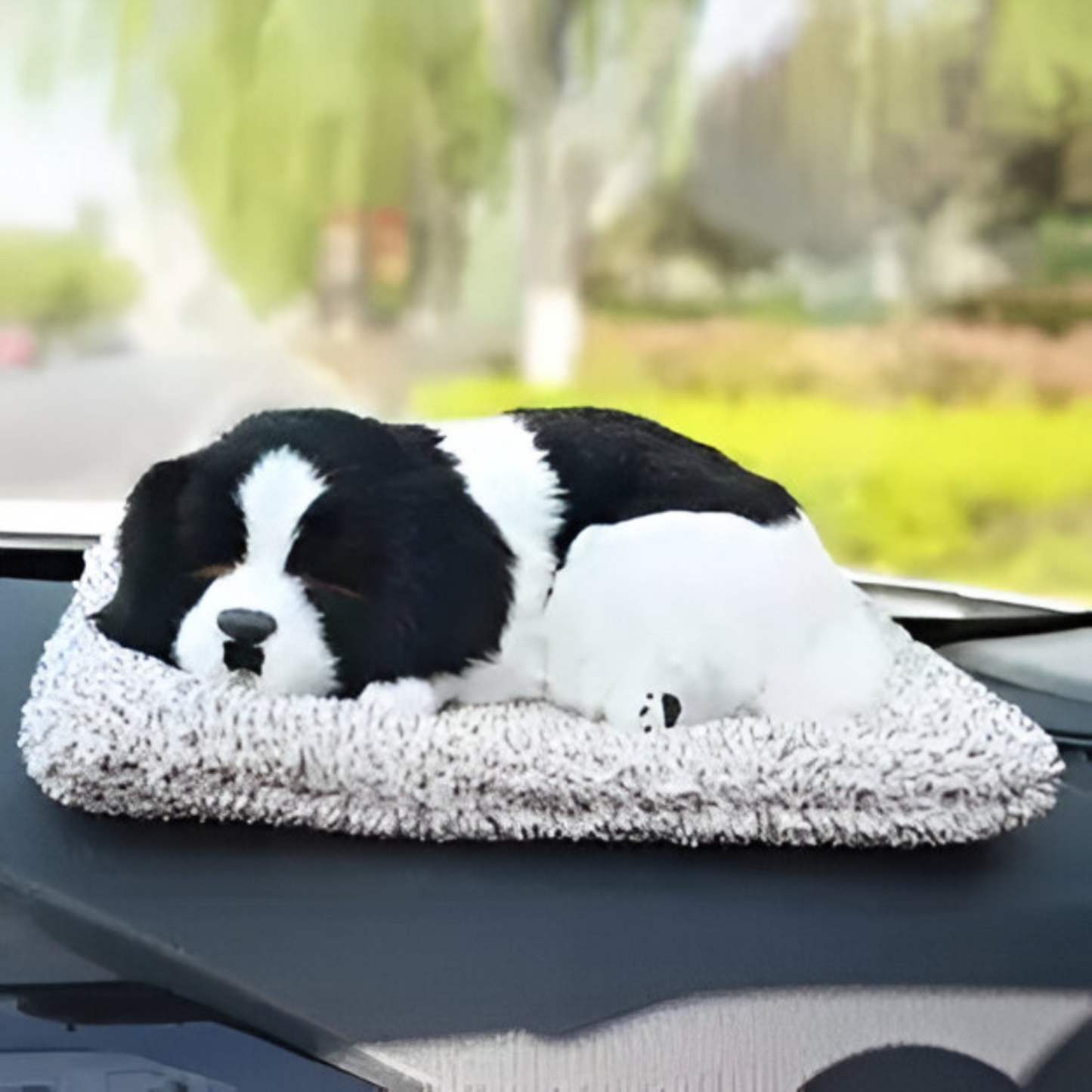 Sleeping Puppy Car Dashboard Decoration - Adorable Dog Toy for Car Interior Decor (20cm x 16cm)