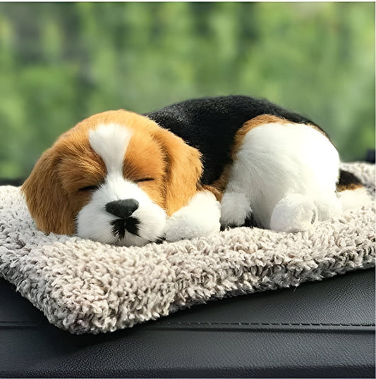 Sleeping Puppy Car Dashboard Decoration - Adorable Dog Toy for Car Interior Decor (20cm x 16cm)
